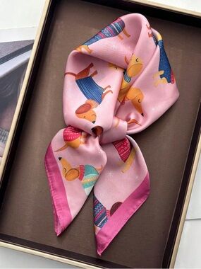 Pink Dachshund Print Scarf A1793